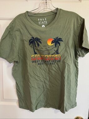 Free State Olive Green California Sunset Palm T-Shirt
